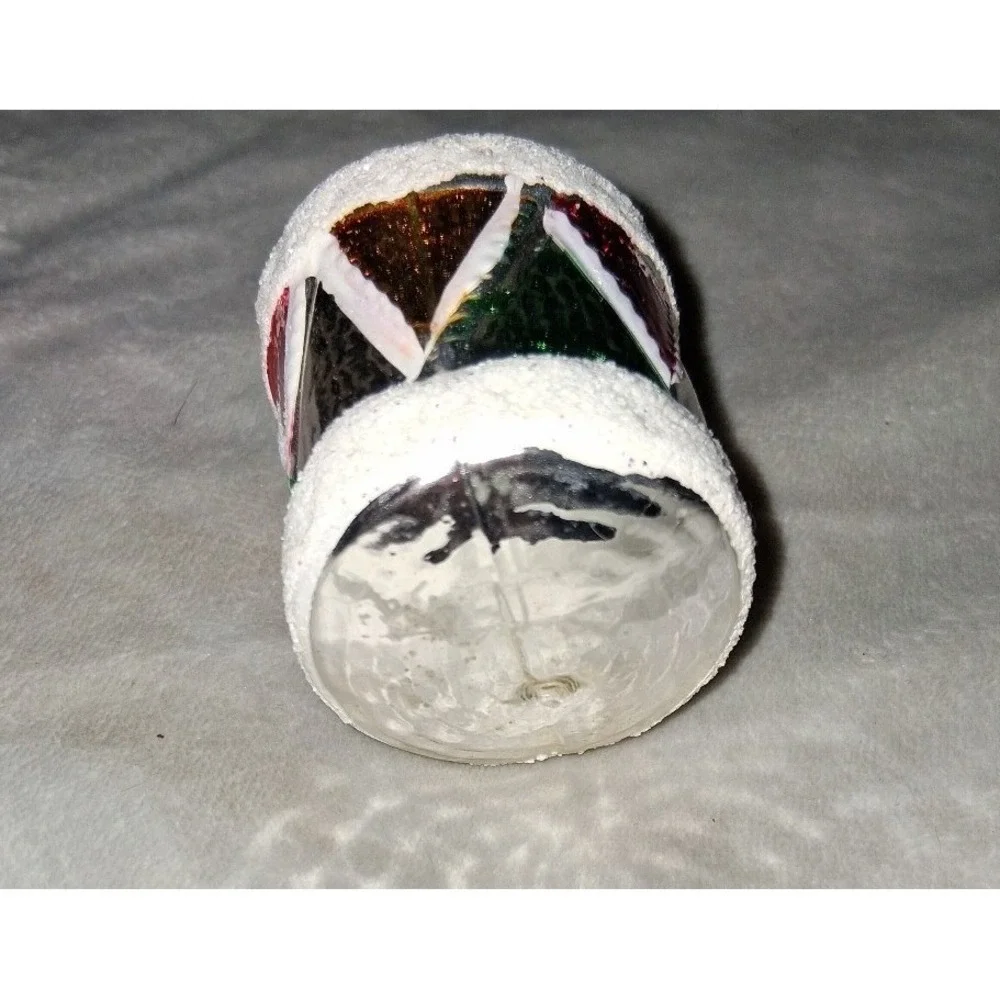 Vintage West Germany Glass Drum Christmas Ornament Mica Glitter 2.25